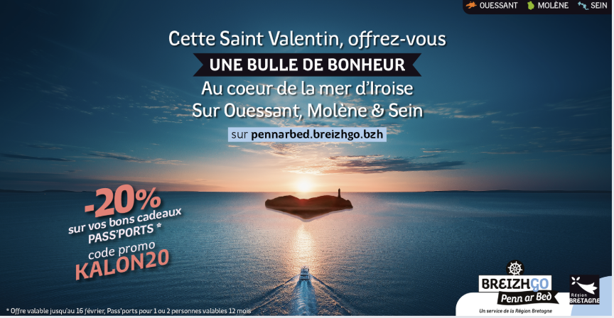 Promo bon cadeau Pass’Port pour la St Valentin avec BreizhGo Penn Ar Bed