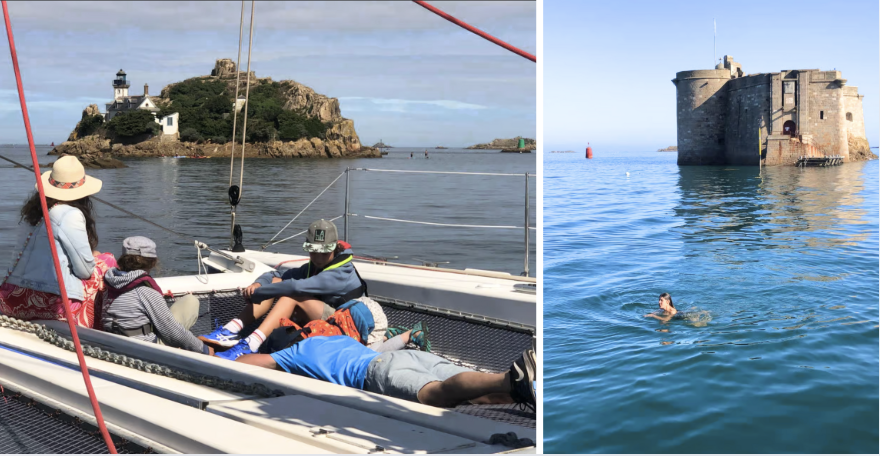 Croisière en catamaran en baie de Morlaix avec Spi Sea Sailing et pique-nique en famille au Château du Taureau