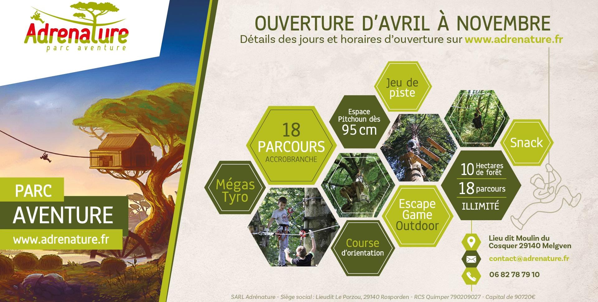 Profitez en famille des activités de pleine nature au parc aventure Adrénature à Melgven