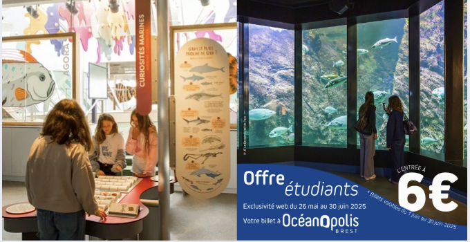 Offre spéciale étudiant à 6€ la visite d'Océanopolis 