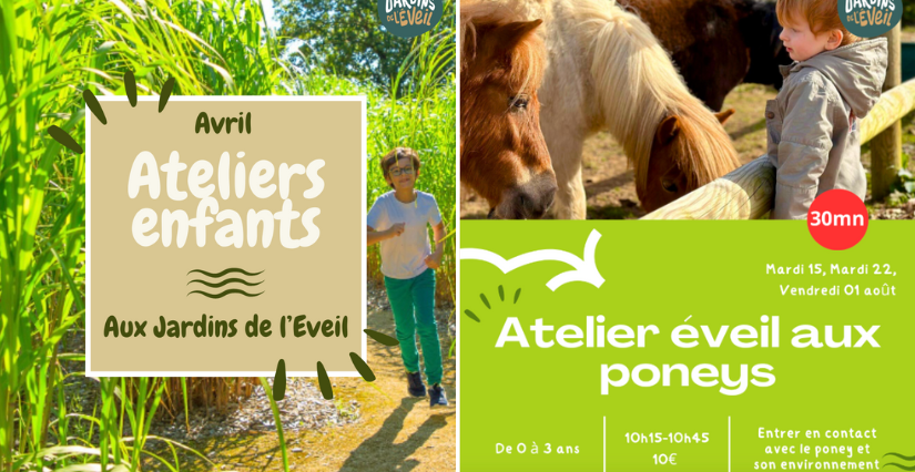 Atelier éveil au poney parent/enfants -3 ans aux Jardins de l'Éveil à Saint-Thonan Atelier éveil au poney parent/enfants -3 ans aux Jardins de l'Éveil à Saint-Thonan