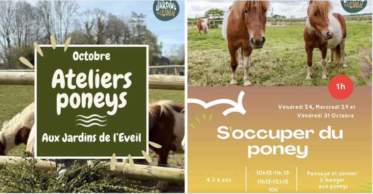 S'occuper du poney - Atelier nature pour enfants de 4 à 6 ans aux Jardins de l'Éveil à Saint-Thonan
