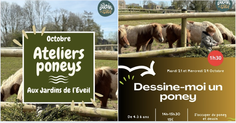 Atelier " Dessine-moi un Poney" pour enfants de 4 à 6 ans aux Jardins de l'Éveil à Saint-Thonan
