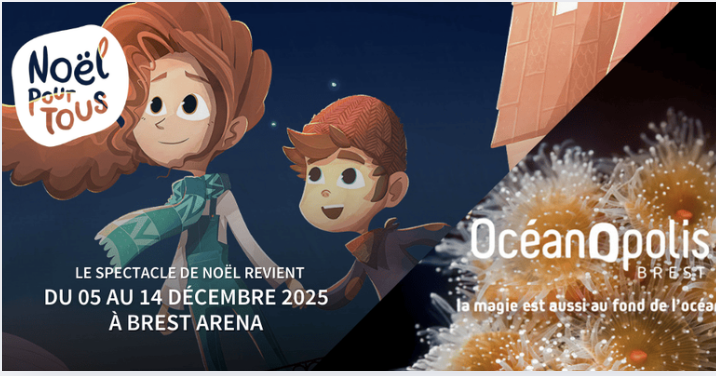 Pack Famille Noël 2025 : Spectacle et visite d’Océanopolis à tarif exceptionnel