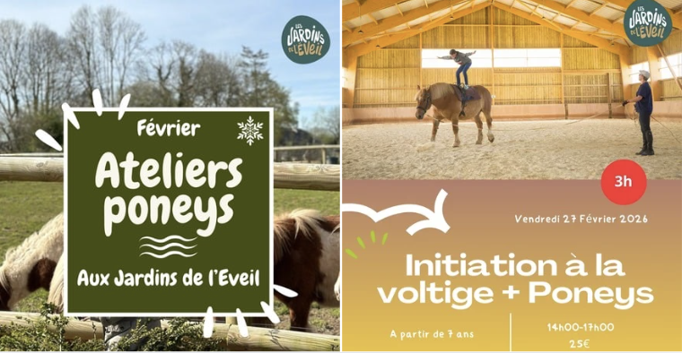 Stages d'initiation à la voltige + poneys aux Jardins de l'Éveil, à St-Thonan aux portes de Brest