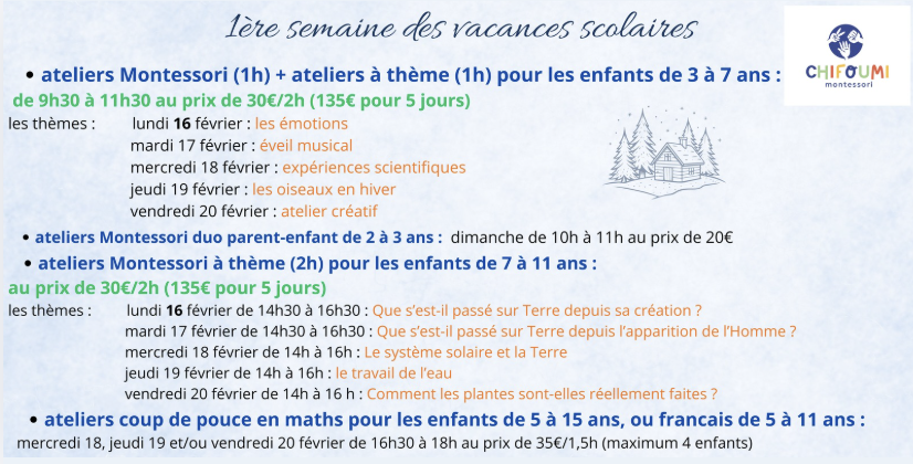 Ateliers Chifoumi Montessori à Vannes pendant les vacances d'hiver (2–11 ans)