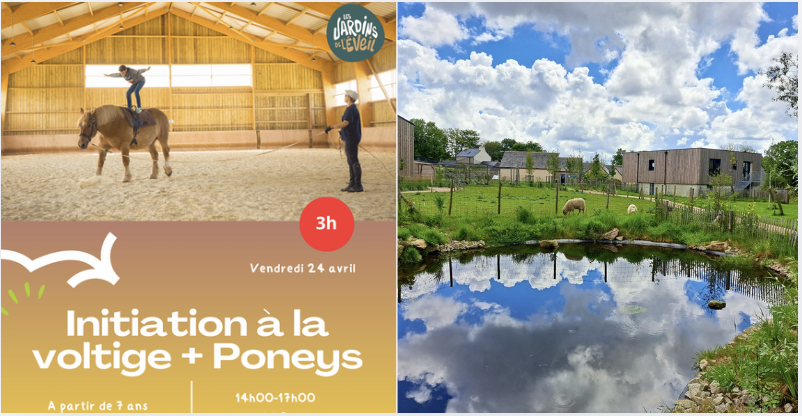 Stage d'initiation à la voltige et poneys aux Jardins de l'Éveil, à St-Thonan