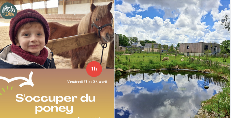 S'occuper du poney - Atelier nature pour enfants de 4 à 6 ans aux Jardins de l'Éveil à Saint-Thonan