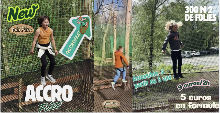 Nouveau à Brest Dirinon : découvrez l’Accrofilet du Fun Park, le parcours aérien fun pour toute la famille