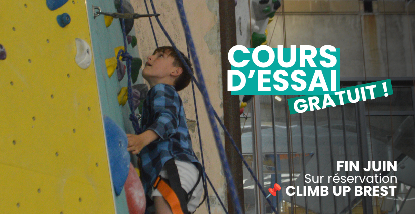 Cours d'essai gratuits pour les 3 à 18 ans à l'école d'escalade - Climb Up Brest