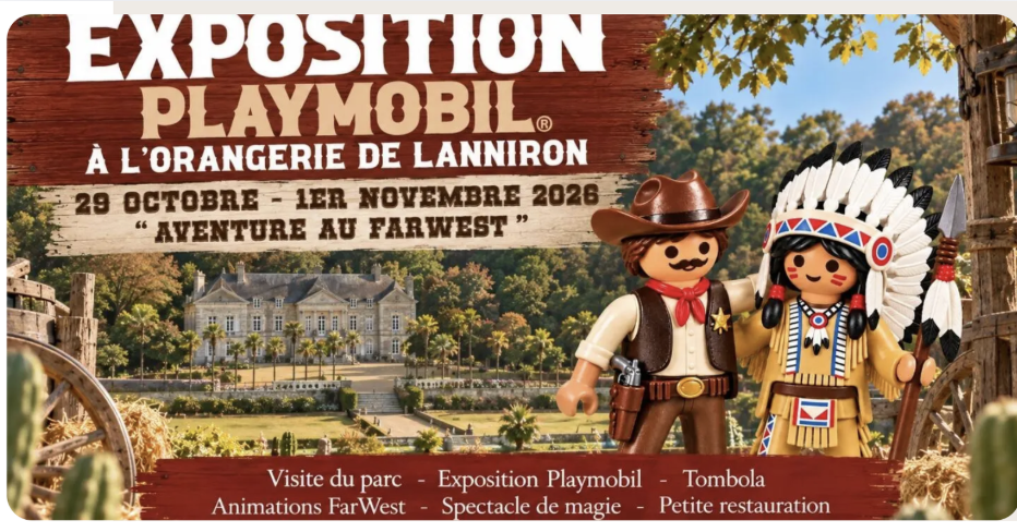 Aventure au Far West - Exposition Playmobil et animations à l'Orangerie de Lanniron - Quimper